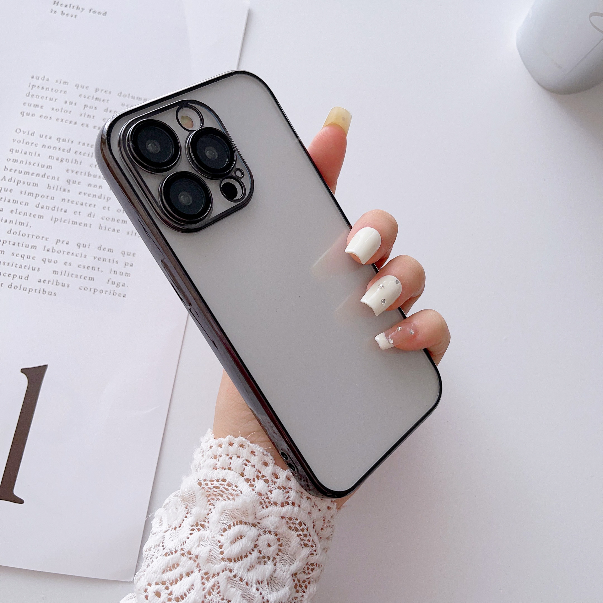适用苹果15promax手机壳14iphone13plus电镀带镜头膜防尘网保护套详情9