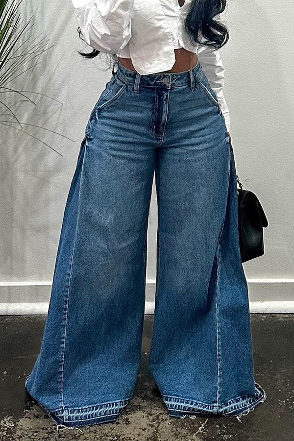 Crossover 2026 nuevo estilo primavera vintage europeo estilo americano piernas amplias mujeres jeans patchwork faucet pantalones con flecos pic 4
