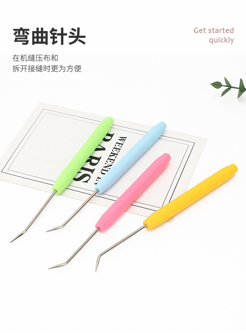 工厂直销彩色编织钩针带塑料针塑料柄弯头尖钩针编织工具弯钩针详情5