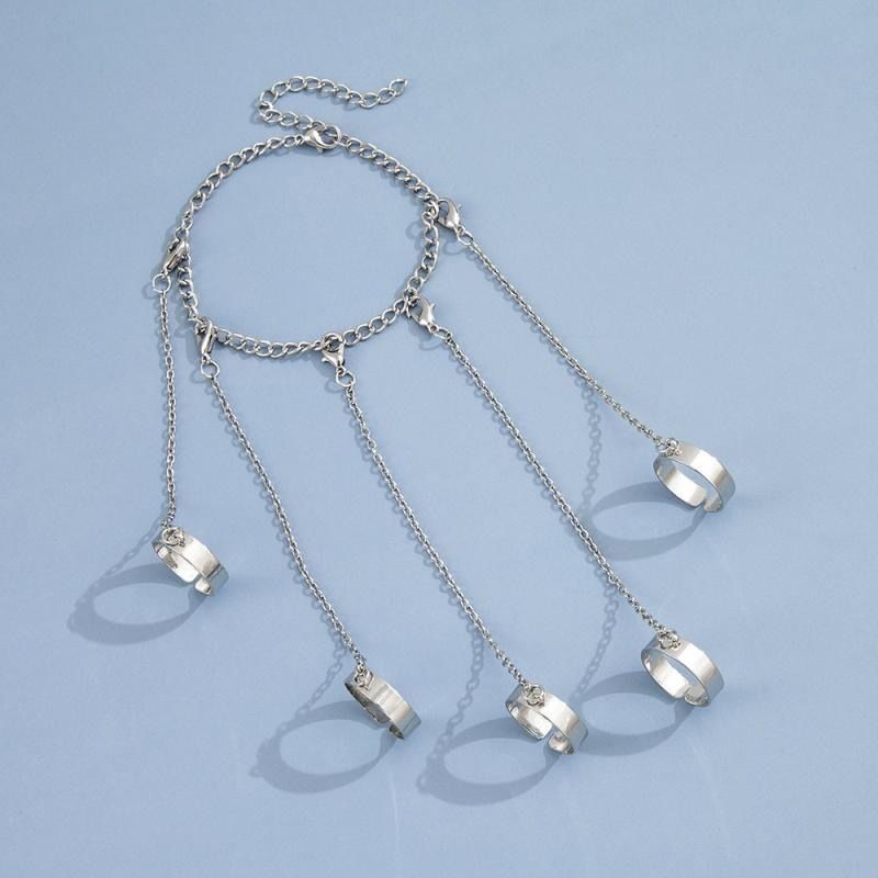 Adjustable opening ring bracelet, integrated personality hip-hop punk joint ring, cold style, niche retro ring trend pic 3