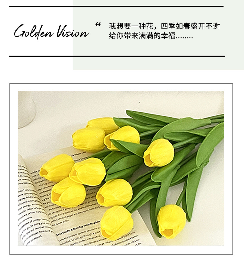 PU mini tulip simulation flowers, artificial bouquets, living room decoration flowers, table flowers, arrangement flowers, floral art, photo bouquets wholesale pic 9