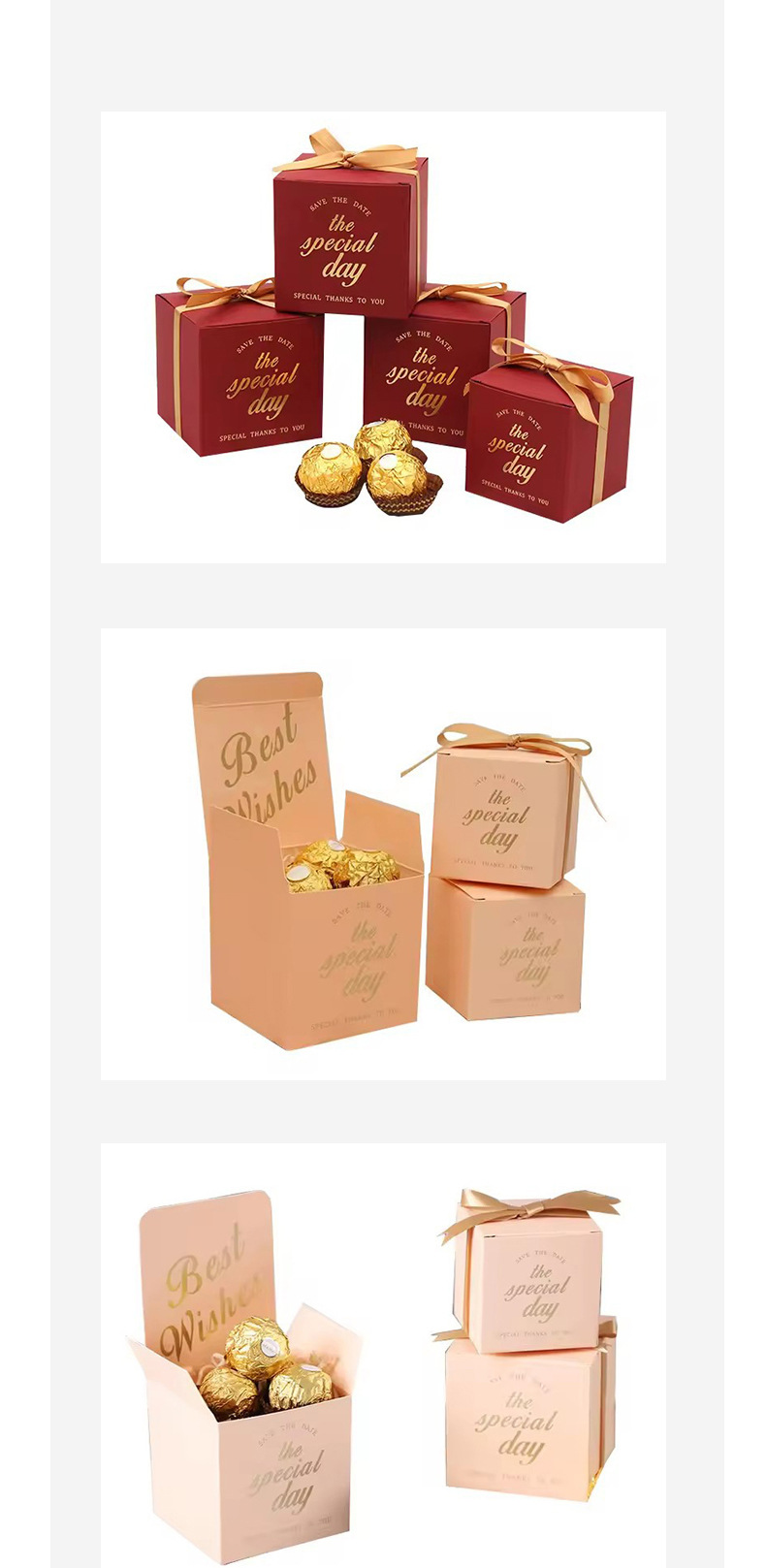 Wedding and engagement gifts: Chocolate wedding cookies, candy packaging, bow gift box, gilded style, bulk order pic 8