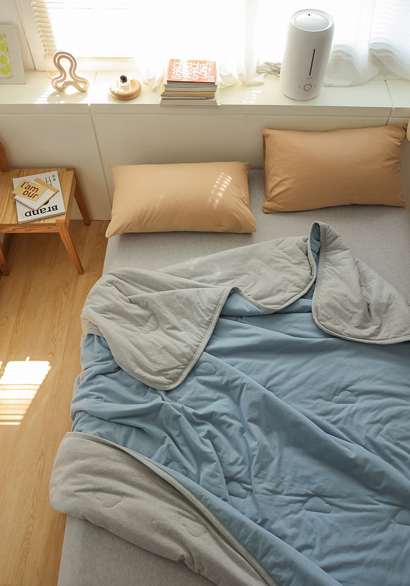 Simple Japanese Muji soft knitted cotton Tianzhu cotton quality two-color summer cool quilt, machine washable, water-washable air-conditioned quilt pic 23