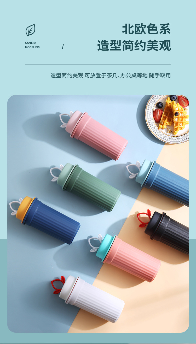 网红简约便携塑料杯密封水杯户外随行奶茶咖啡杯带盖手提杯子礼品详情3