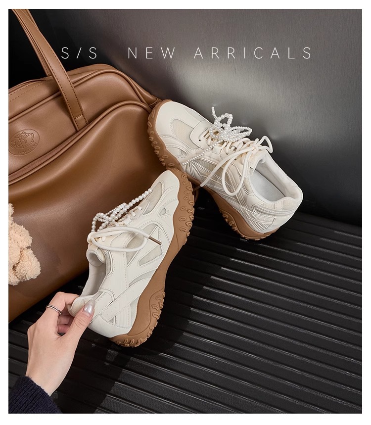 6CM内增高德训鞋女蕾丝珍珠夏新款银色厚底网面休闲运动鞋阿甘鞋详情18