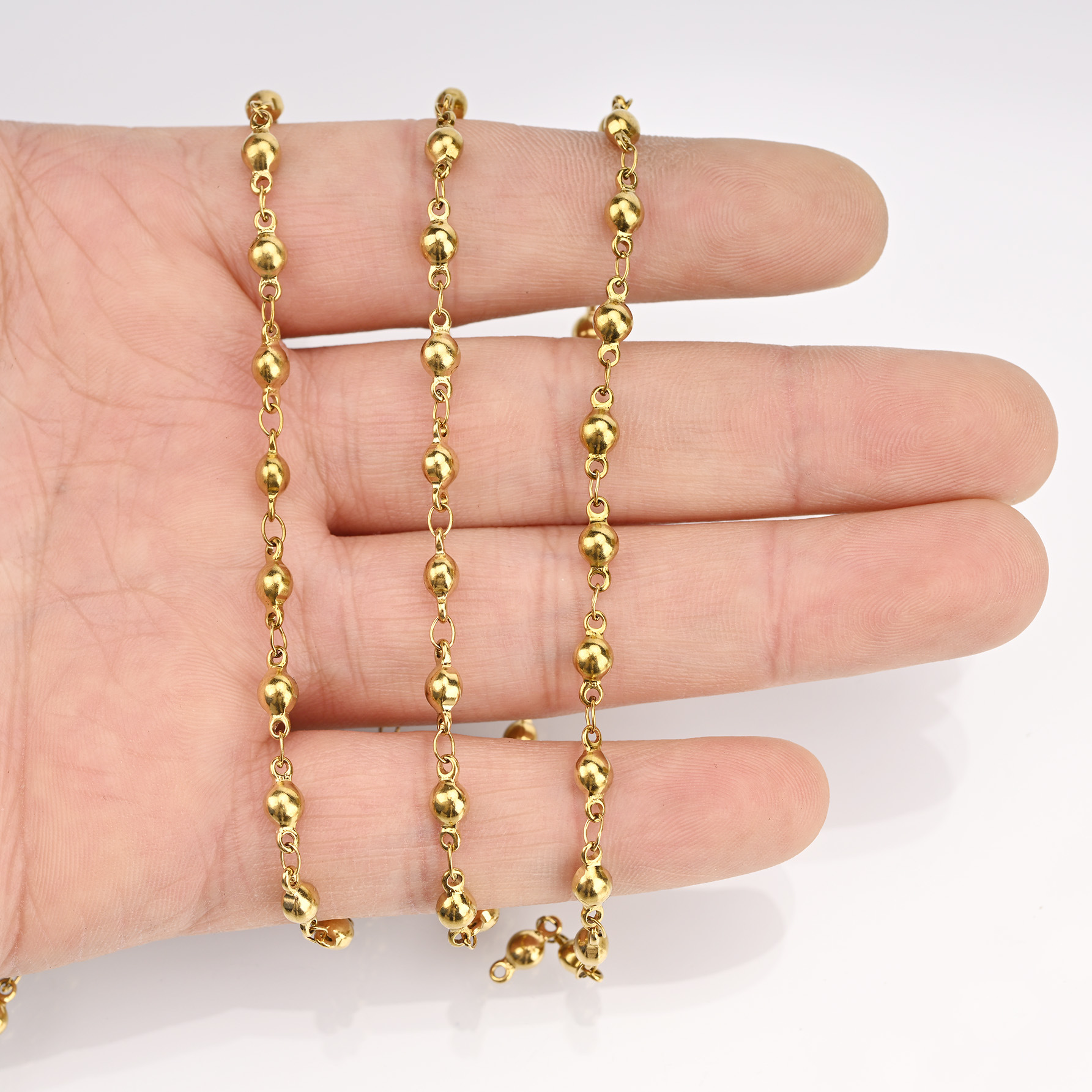 Stainless steel bean-welded ring chain PVD vacuum electroplated titanium steel round bean-shaped chain necklace bracelet DIY chain pic 3