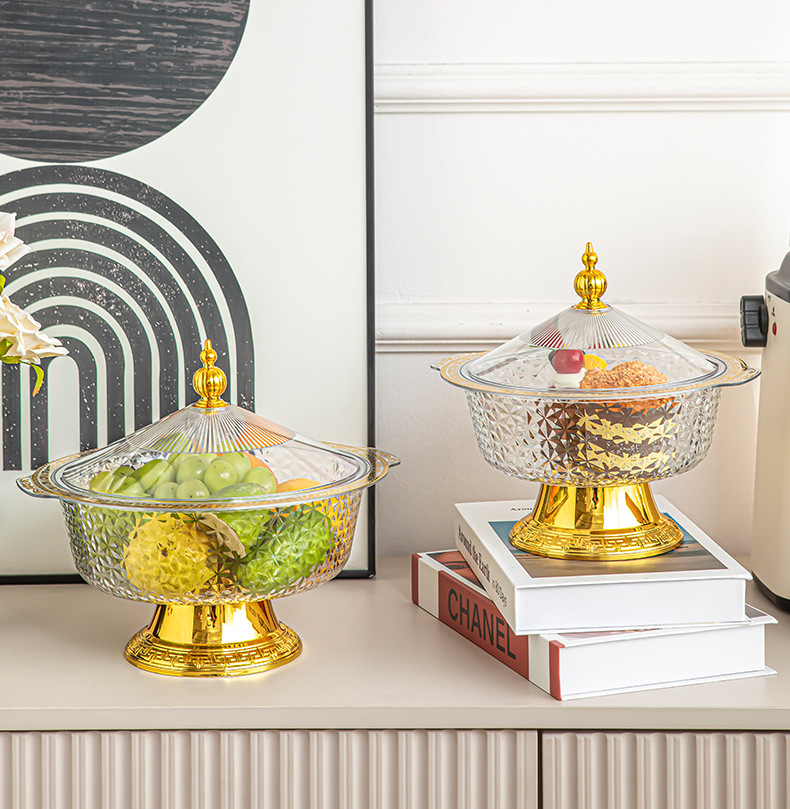 有脚带盖水果盘客厅家用新款塑料PET防尘高颜值干果零食水果篮详情15