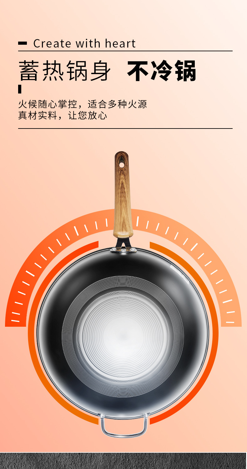 Wholesale healthy uncoated iron woks from the manufacturer, fine iron cooking woks, induction cookers, gas suitable, event gifts pic 12