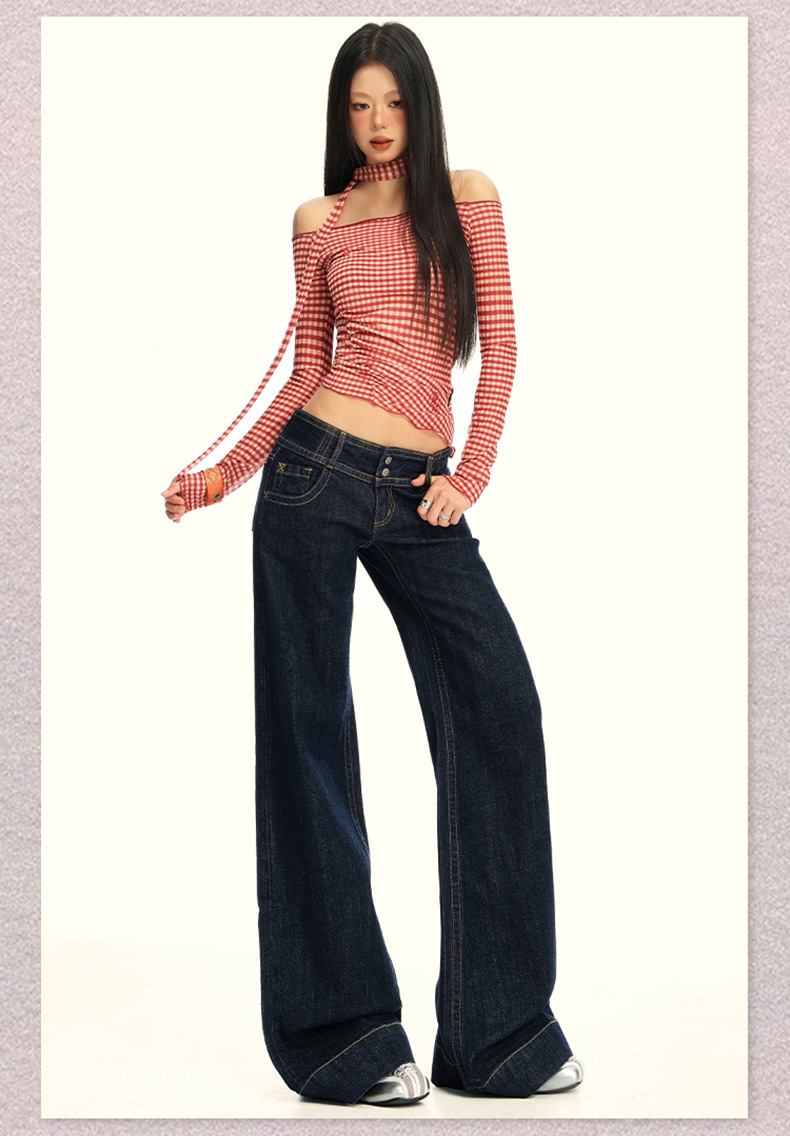 橙绢女装#美式复古丹宁原牛色直筒牛仔裤女早秋百搭微休闲喇叭裤详情16