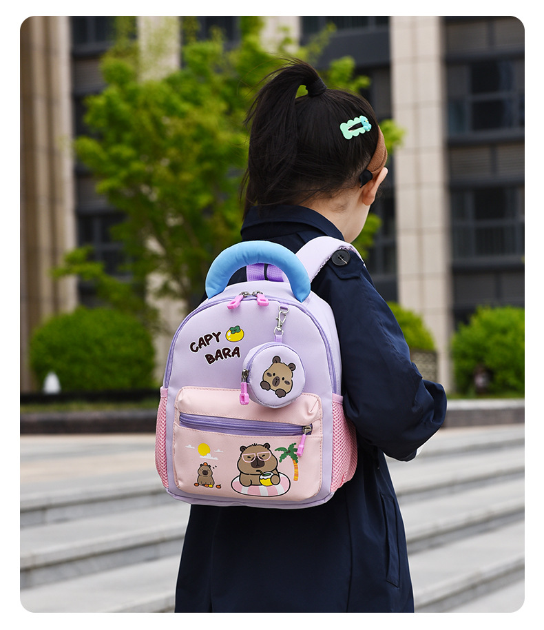 书包幼儿园男女童新款外贸卡皮巴拉书包轻便大容量休闲水豚双肩包详情24