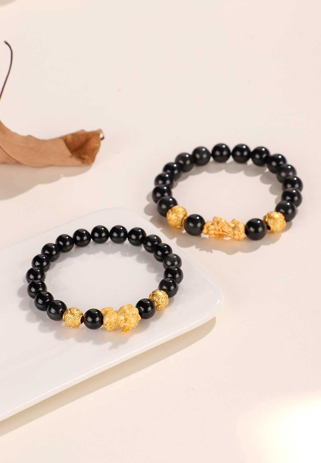 国潮貔貅珠黑曜石串珠情侣手链女新中式民族国潮风手串批发详情33