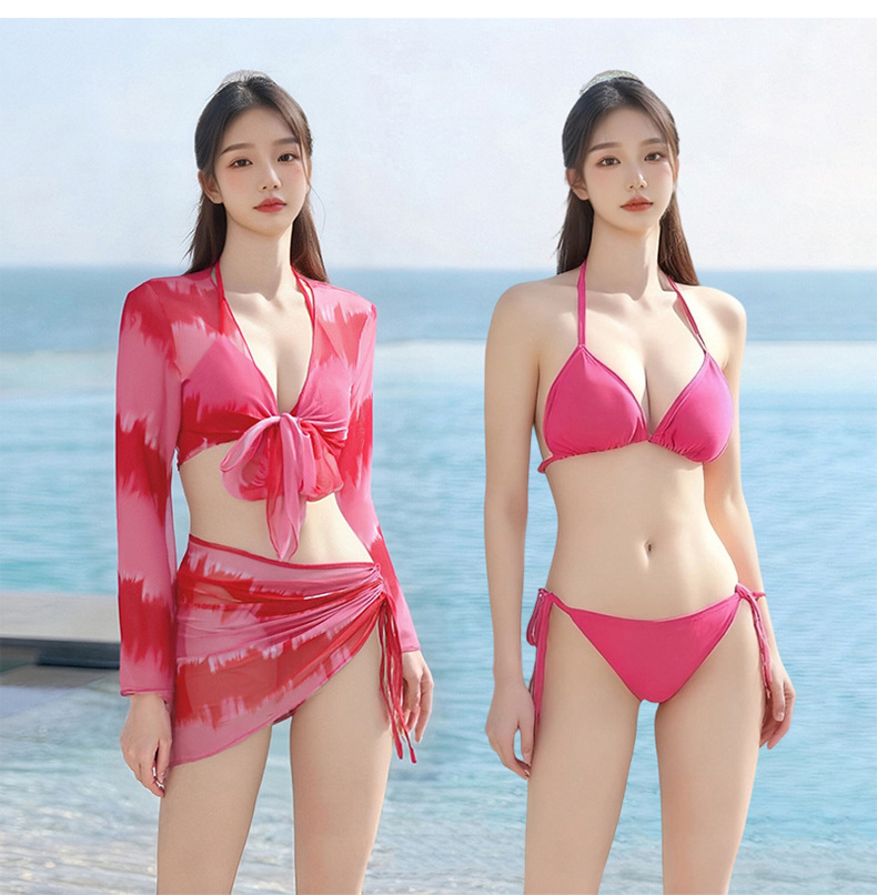 Baiya Swimwear Women 2025 Bikini Four-piece Set Long-sleeved Gradient Smudged Sun Protection Slimming Hot Spring Vacation Swimwear -107082 pic 10
