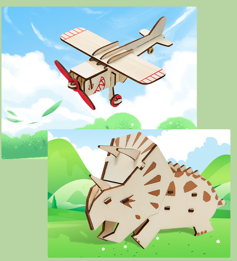 剑龙 仿真远古恐龙动物模型儿童益智木制拼图玩具DIY手工拼装3D详情20