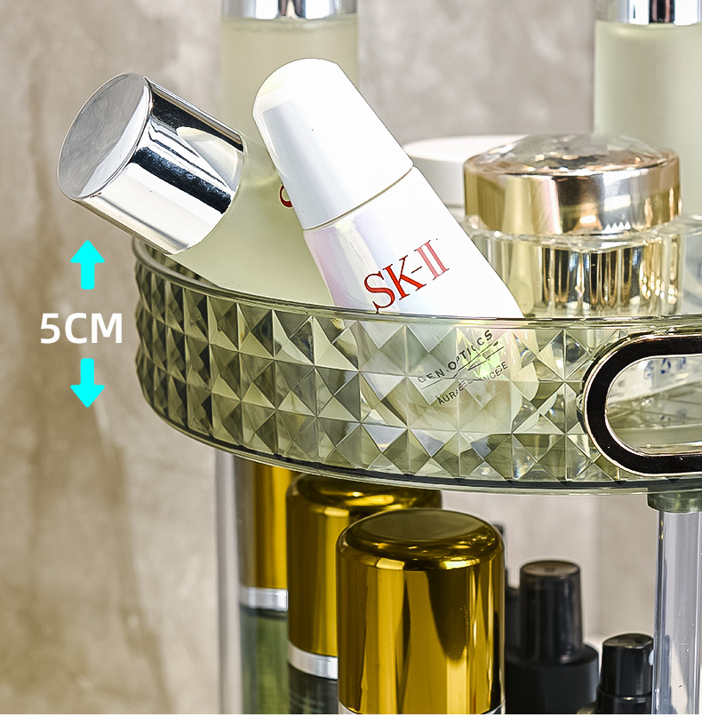 Cross-border light luxury dressing table, cosmetics rotating storage rack, bathroom desktop, perfume and skin care products storage rack tray pic 16