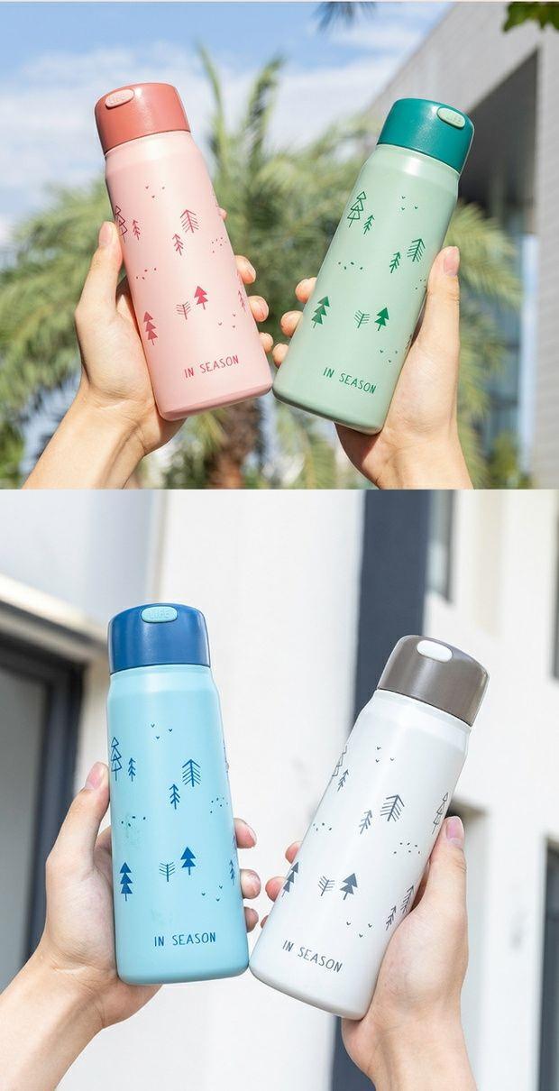 小清新森纸季保温杯硅胶提绳便携随手杯304不锈钢礼品学生水杯子详情2