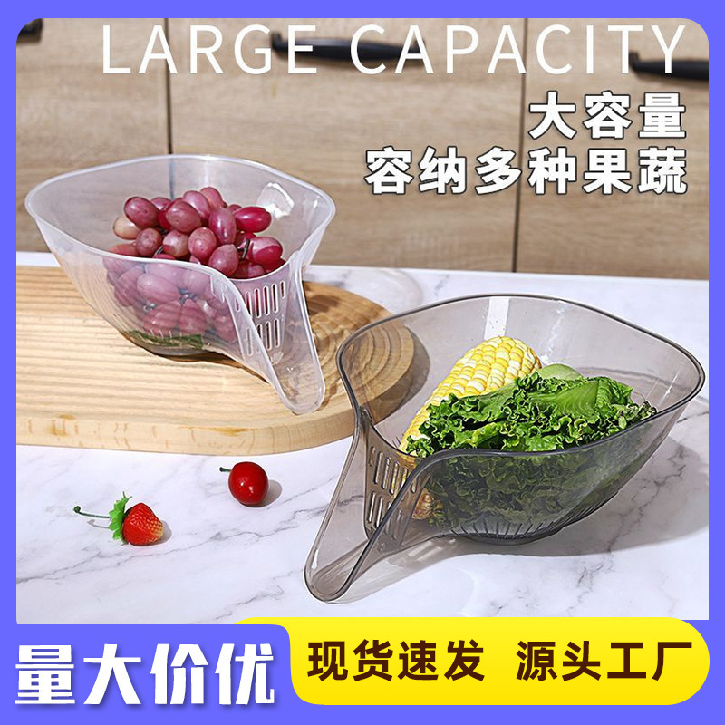 Multi-functional draining basket, dry-wet separation water tank, water filter basket, traceless creative plastic model, vegetable washing water pool, draining rack, batch pic 4