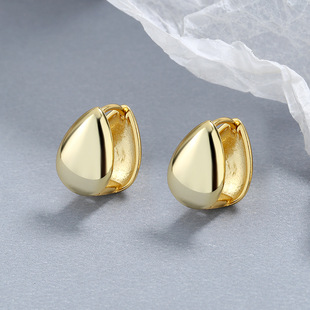 925纯银光面耳环女新款时尚极简风百搭潮耳圈冷淡风高级感耳饰品详情6