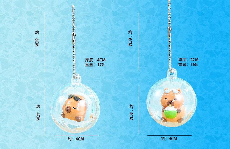 百茂原创Q萌水豚系列钥匙扣创意卡通树脂挂件diy惊喜扭蛋挂饰批发详情9