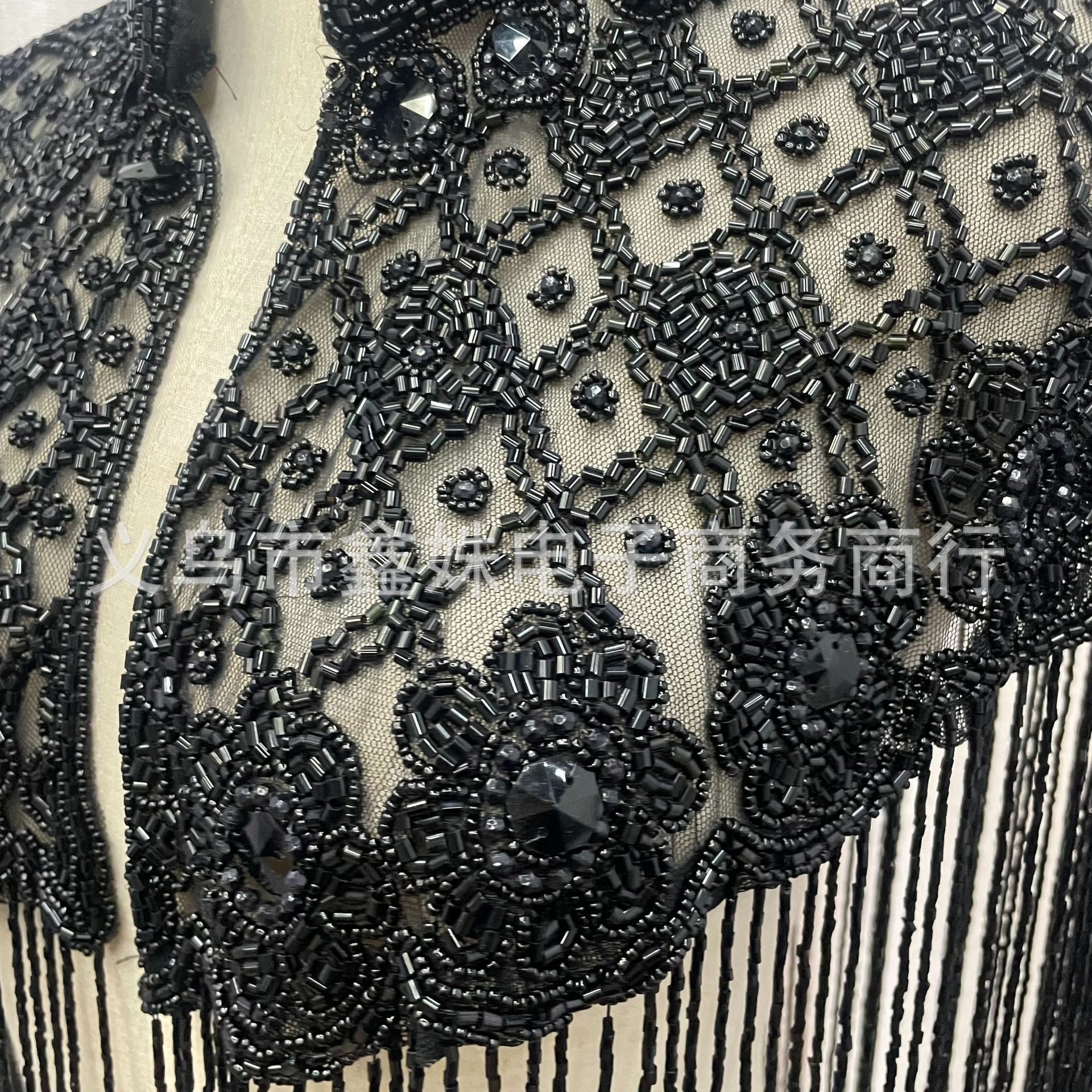 Fringed sequined shawl, European and American retro Gatsby ball party beaded evening dress, short small shawl pic 4