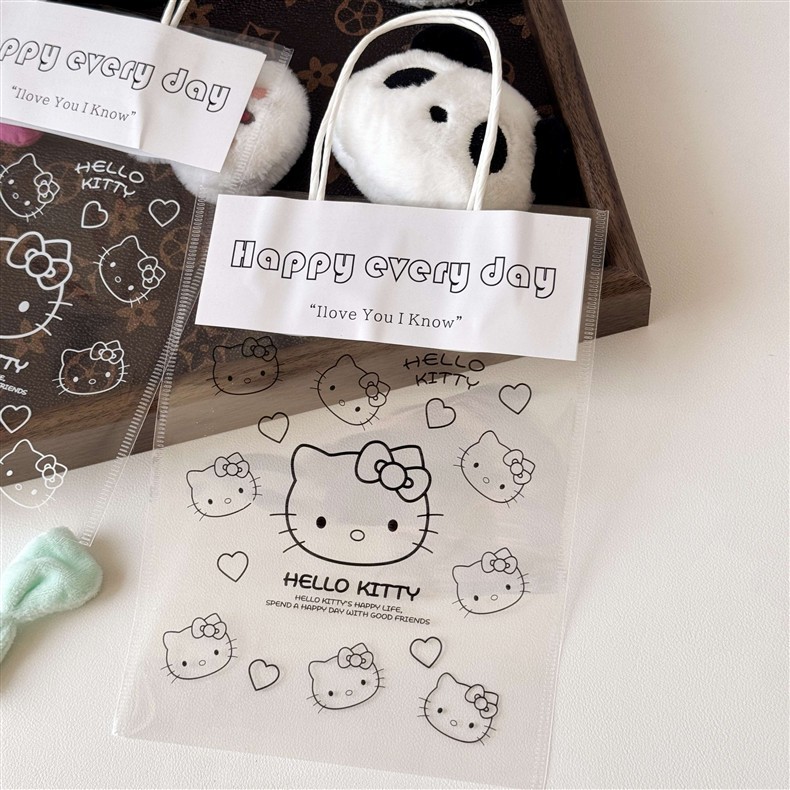 kitty Cat hand-held transparent gift bag, birthday ins style, cute and girlish cat gift, stationery storage and accessories pic 3