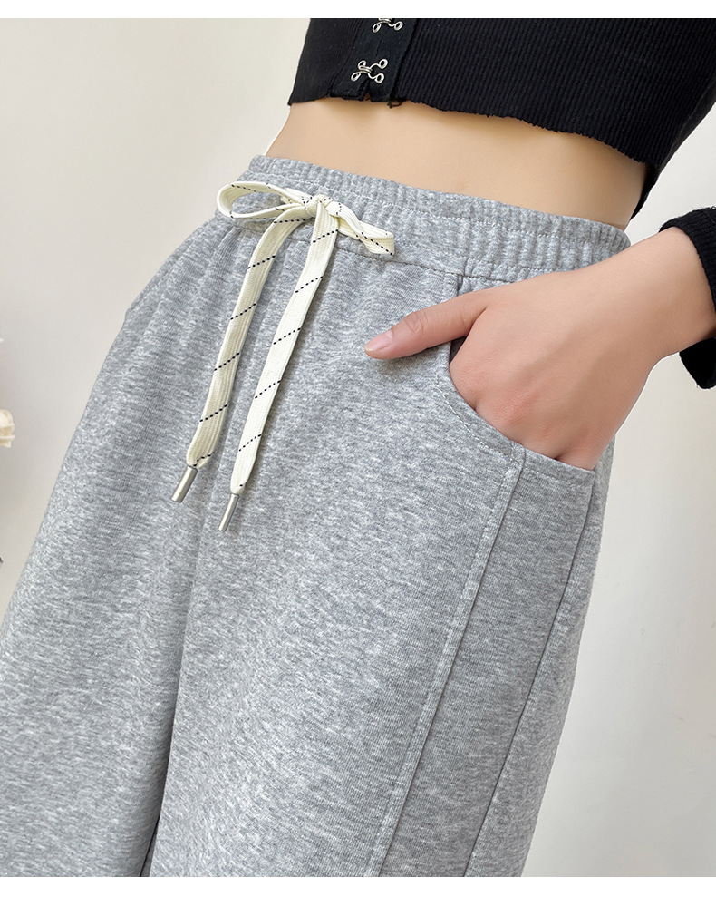 垂感华棉阔腿裤女春秋新款宽松显瘦窄版直筒裤高腰百搭休闲运动裤详情30
