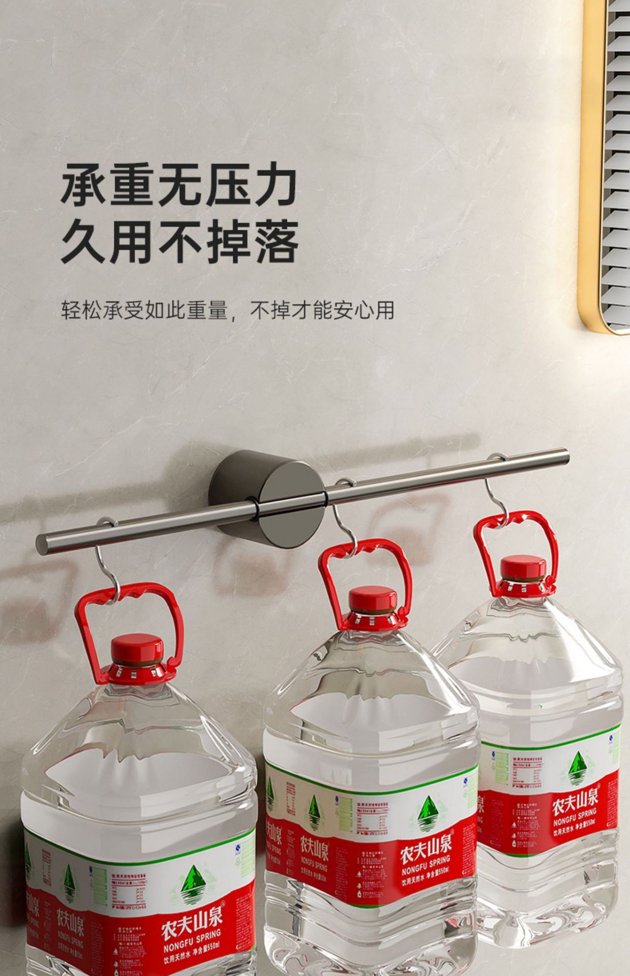 A minimalist and luxurious bathroom towel rack without holes, a single-pole storage bar, a washbasin, and a popular gun gray towel bar pic 6