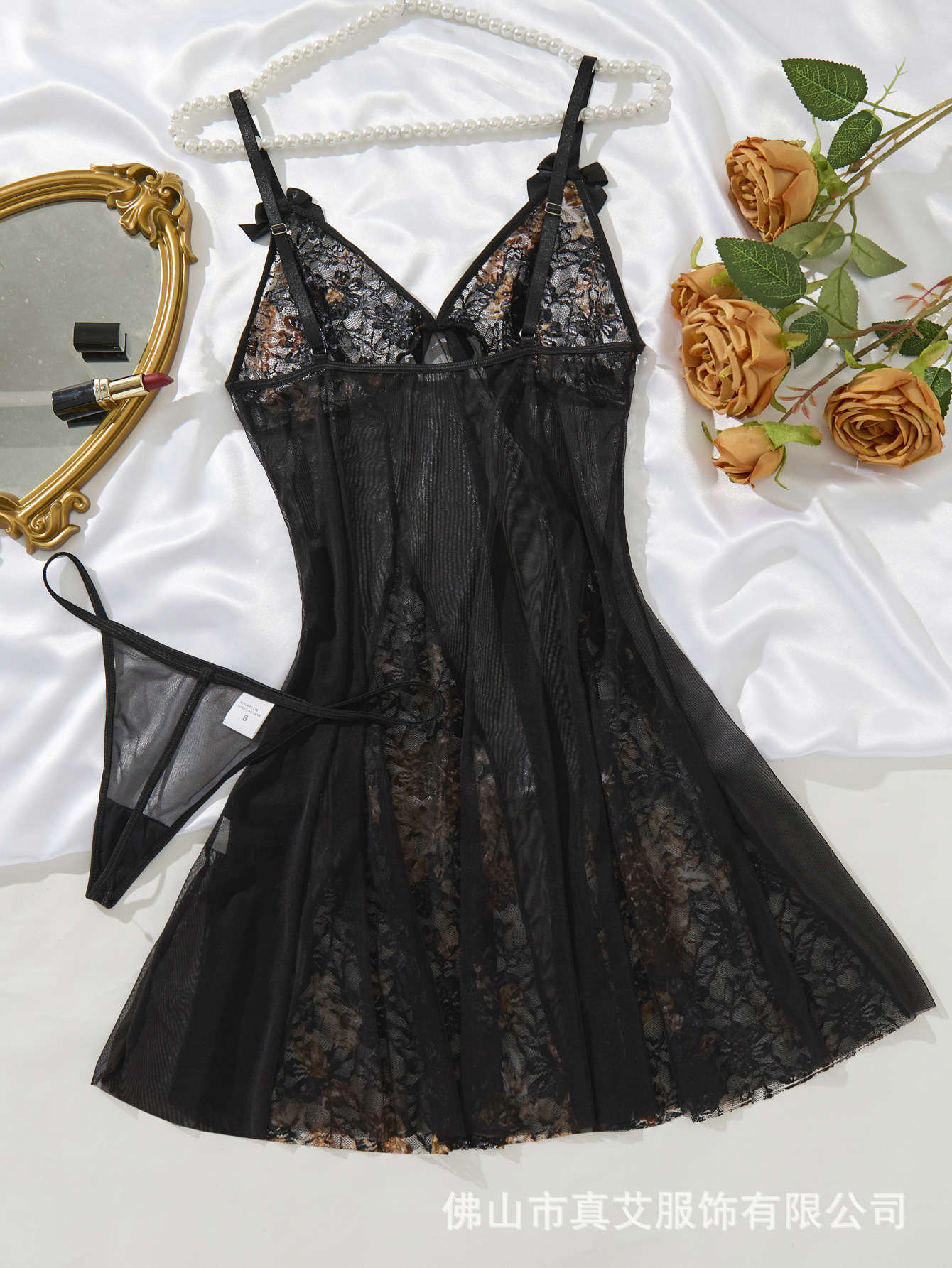 2025 New style sleeping dress, deep V-shaped mesh transparent backless halter pajamas, pure and alluring home wear for women 71 pic 9