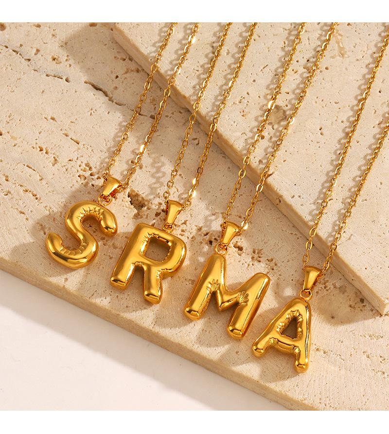 欧美不锈钢简约26字母项链个性嘻哈胖乎乎二十六字母锁骨链批发女详情4