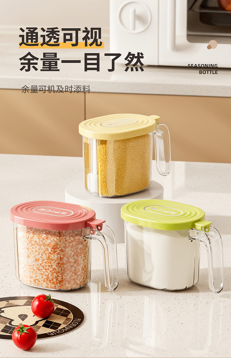 Ceramic seasoning box, salt shaker, plastic grinder, kitchenware seasoning jar, seasoning jar + grinder pic 7
