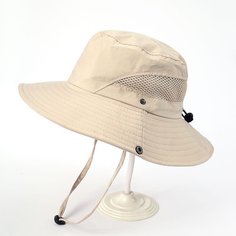 Best-selling solid-color glossy fisherman hats, parent-child style, large-brimmed sunshade, quick-drying, waterproof fabric mountaineering hats, and adult hats in foreign trade pic 7