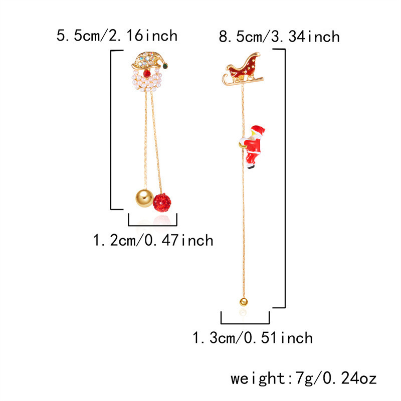 欧美跨境新款圣诞节耳环创意百搭会爬的圣诞老人不对称耳环女批发详情21