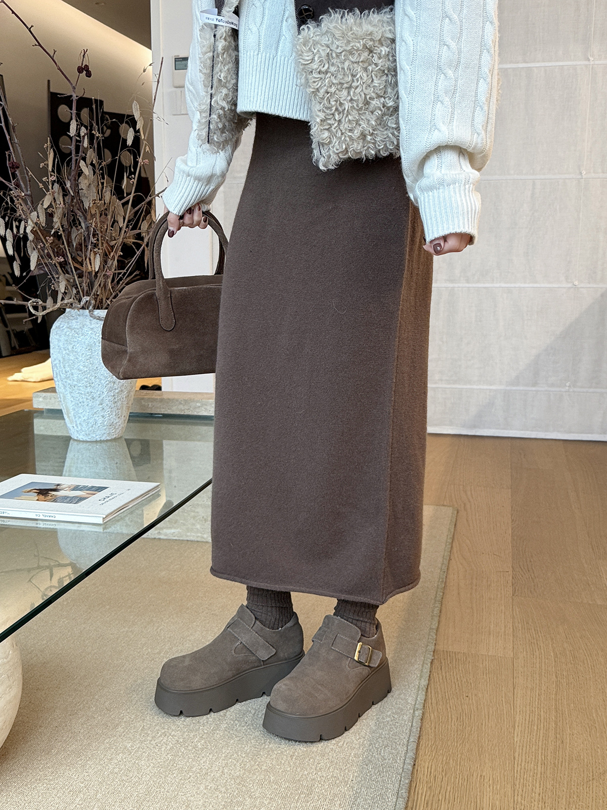 MARCO&JOYCE厚底增高勃肯鞋女冬季新款加绒松糕一脚蹬乐福鞋单鞋详情33