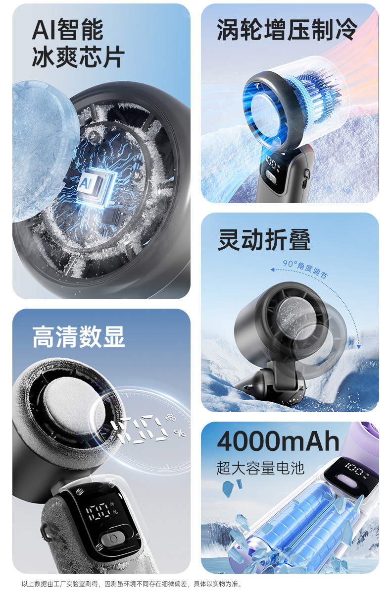 新款冰敷制冷高速手持风扇涡轮100档快速充电飓风usb折叠迷你风扇详情6