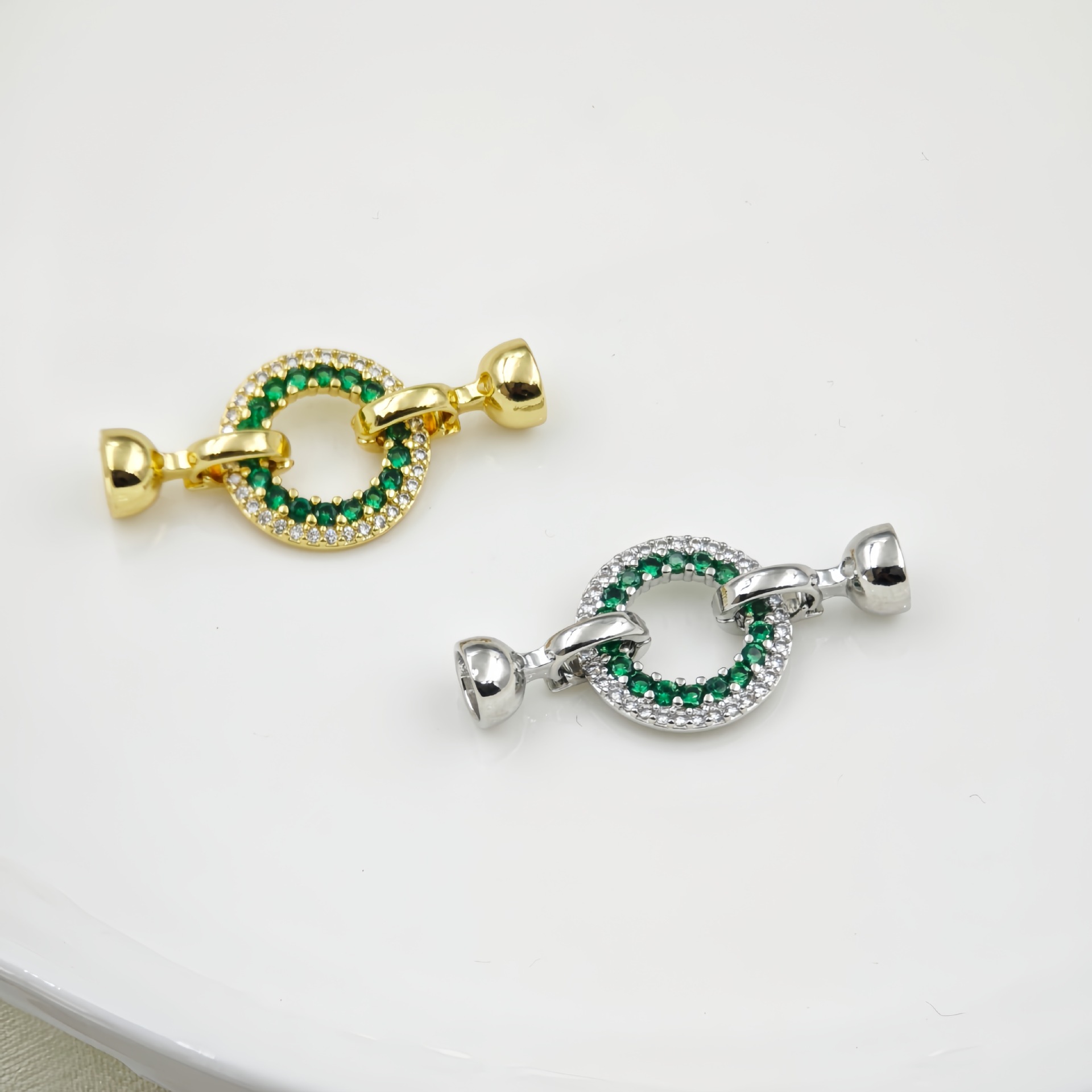 新款diy珍珠饰品配件 T方钻项链手链连接铜镀真金扣子 半成品空托详情2