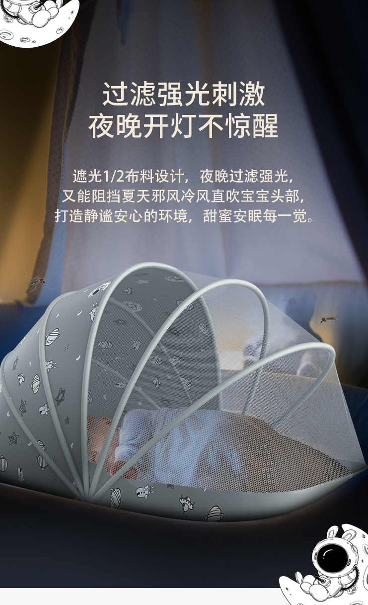婴儿蚊帐罩宝宝小床蒙古包全罩式防蚊罩幼儿童可折叠通用无底蚊帐详情7