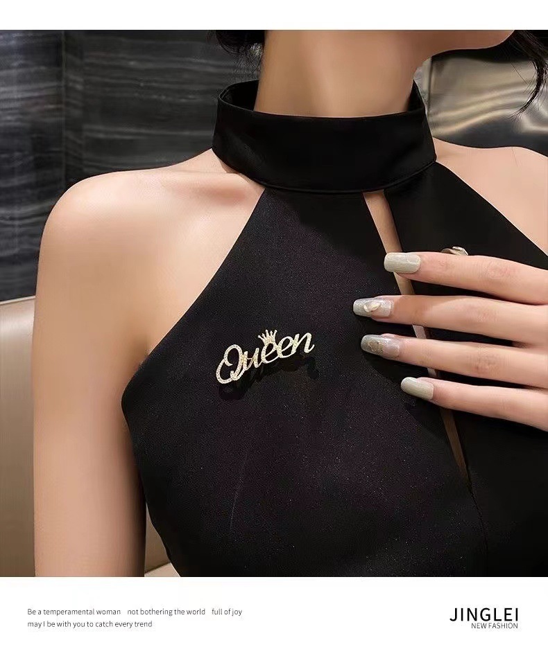 高档气质闪钻英文字母胸针女精致防走光网红胸花ins百搭衣服配饰详情5