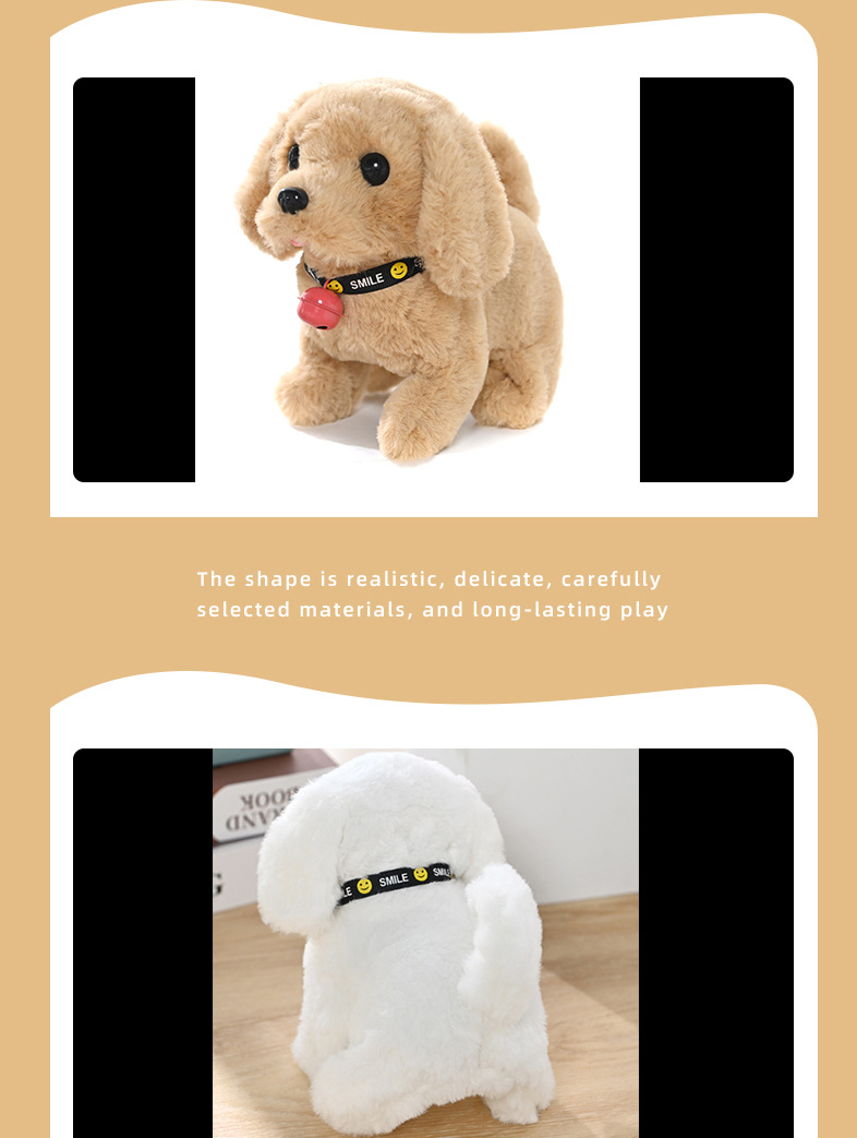 跨境毛绒电动玩具狗仿真电子宠物公仔狗走路摇尾配铃铛儿童玩具狗详情10