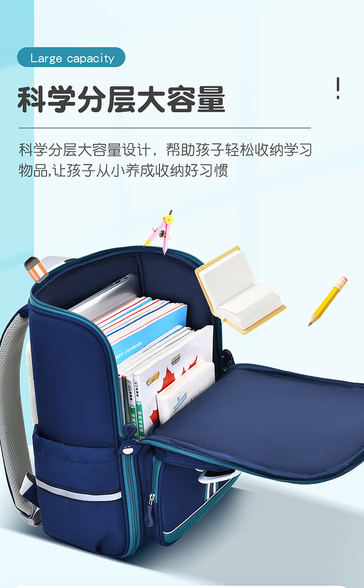 Sesame Baby new school bag for Boys one-piece open space bag 1-3-6 grade children backpack pic 9