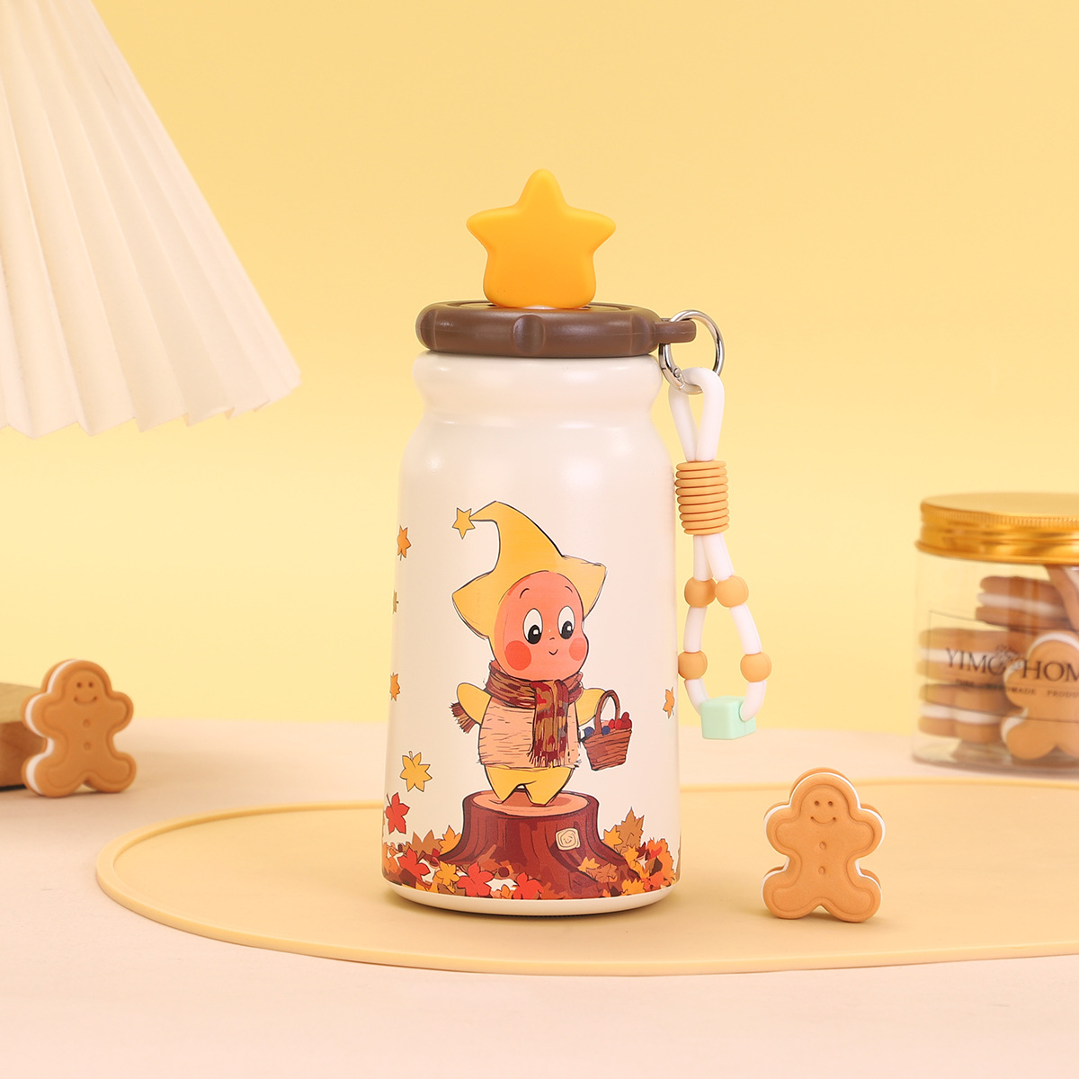 Cartoon star people taza de agua taza aislante acero inoxidable 316 taza aislante para niños de gran capacidad para mujeres de alta apariencia horizontal copa de pajita pic 1