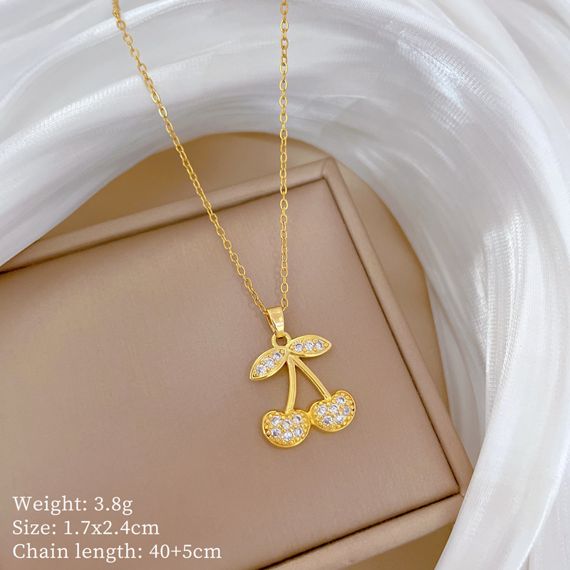 【钛钢】铜微镶爱心时尚轻奢气质华丽满钻项链女百搭锁骨链钛钢详情22