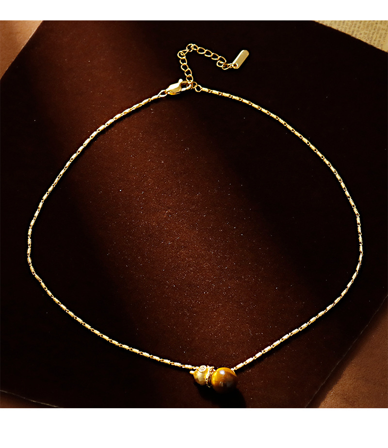 Hyacinth merad ojo de tigre piedra colgante collar mujer otoño invierno burst calabaza suéter cadena 2025 premium sentido clavícula cadena accesorios collar pic 8