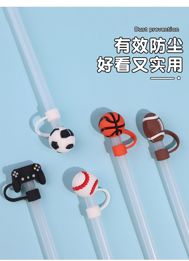 跨境热卖PVC立体卡通吸管帽10mm防尘塞吸管配件现货批发通用吸管软胶详情8
