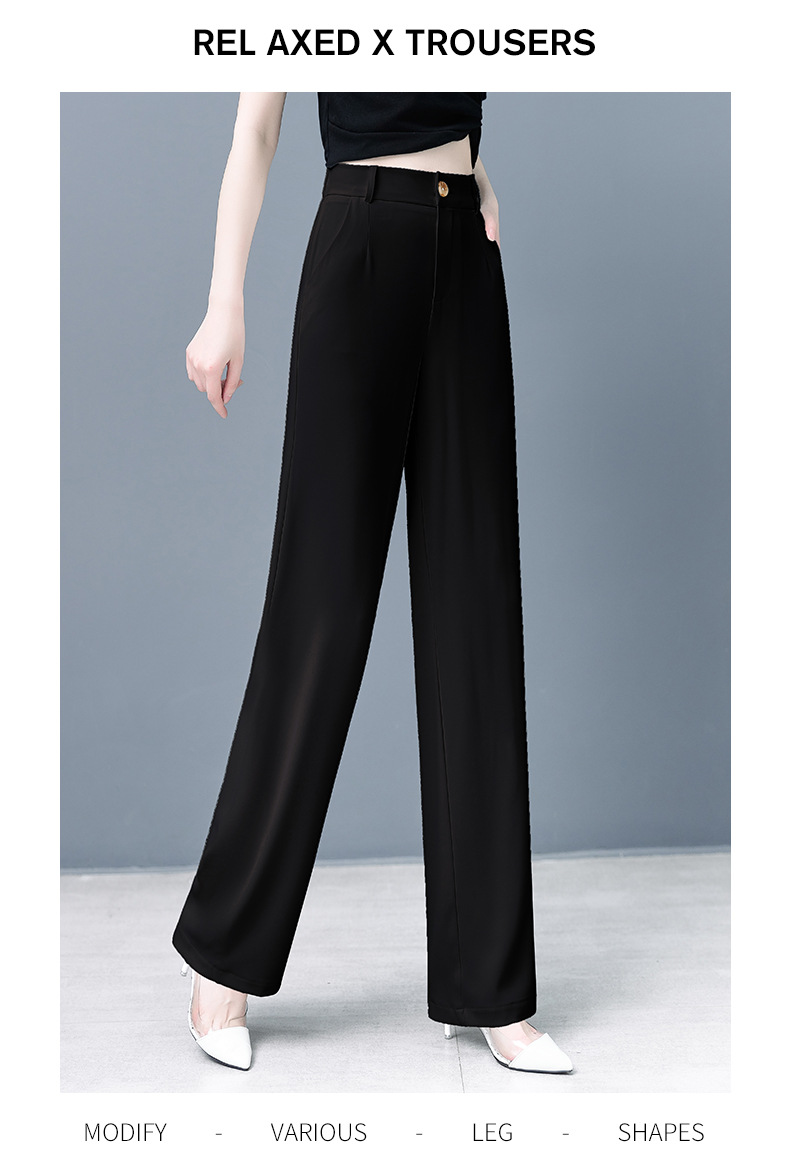 高腰垂感阔腿女裤夏季薄款2024新款直筒裤宽松显瘦冰丝休闲裤包邮详情19