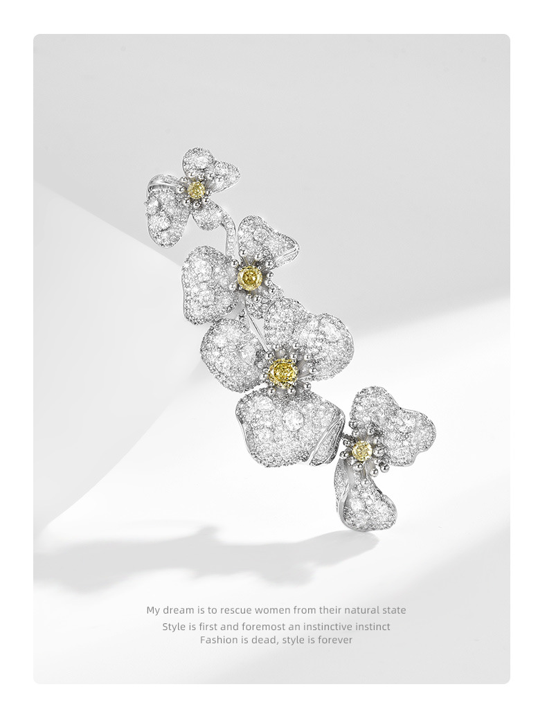 轻奢精致一枝花胸针时尚重工小清新满钻高档植物花卉别针胸花爆款详情13
