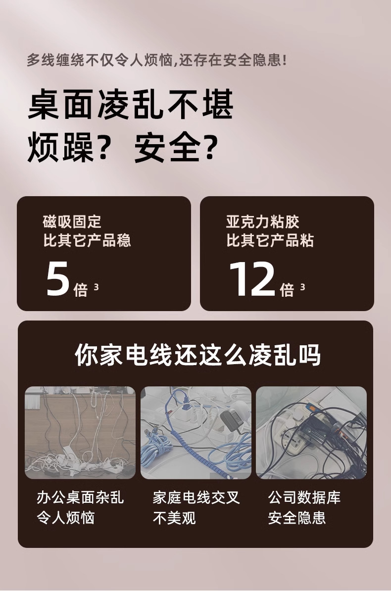 数据线磁吸理线器桌面理线扣固线夹走线集线手机线收纳扣厂家直销详情1