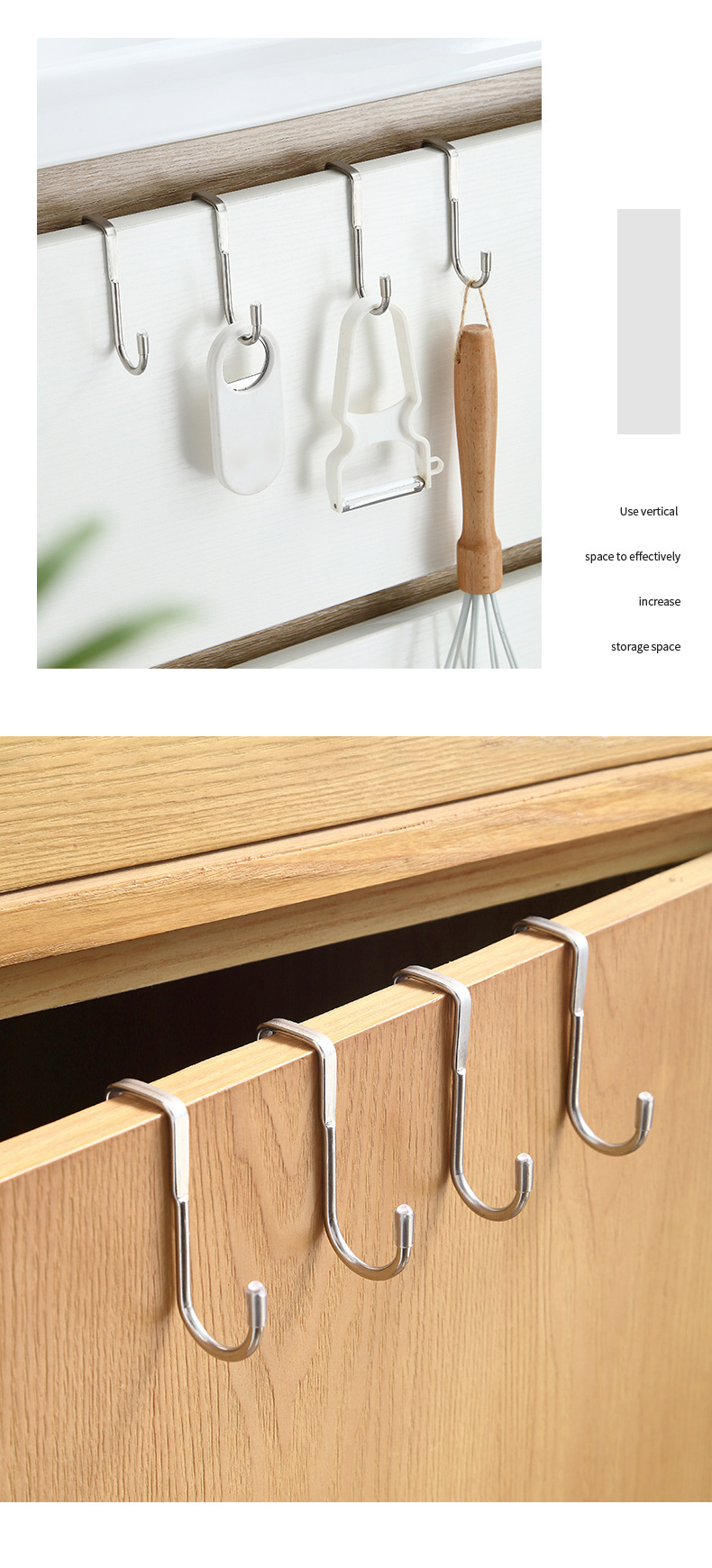 Stainless steel bedside cabinet door hooks, dormitory double hooks, S-shaped hooks, clothes hanging, bathroom and kitchen hanging racks, S-shaped hooks behind the door pic 12