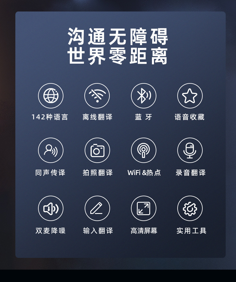 源头工厂大屏智能语音翻译机多国翻译拍照142种语言跨境商务旅游详情2