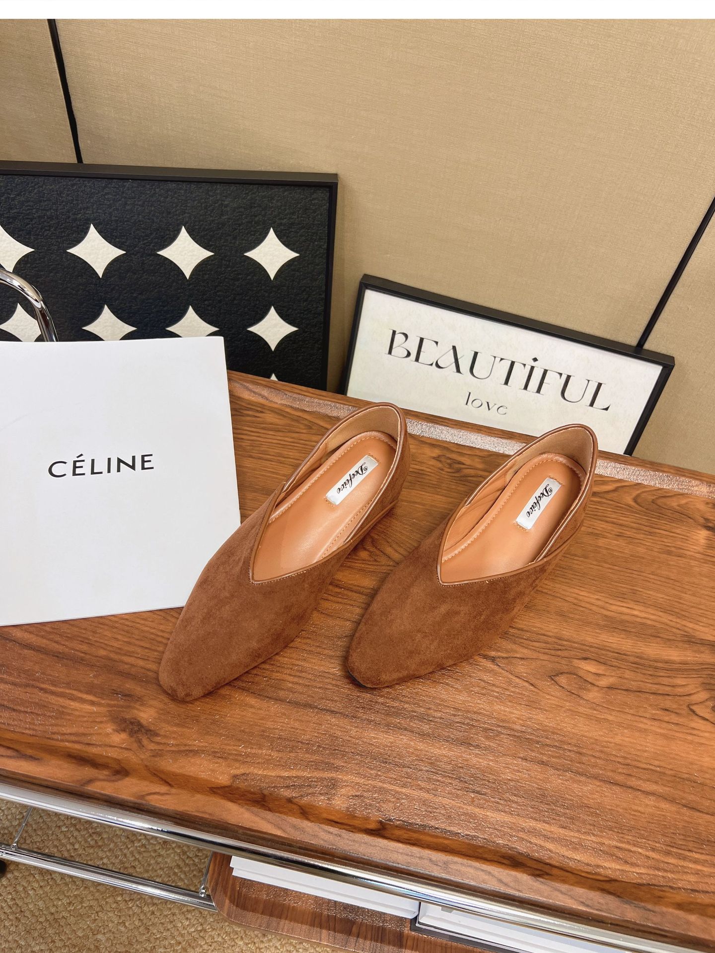 Pointed-toe leopard print insole height-increasing single shoes for women in autumn and winter, suede French commuter two-in-one flat single shoes, ladle shoes, grandma shoes pic 7