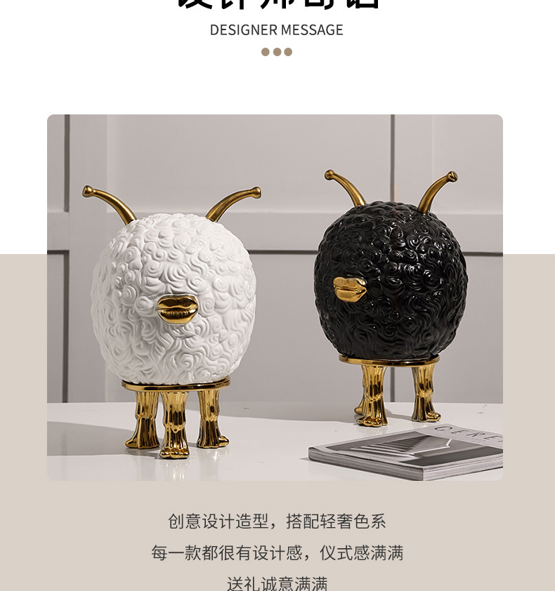 Nordic black and gold fun monster storage cans, creative decoration rooms, homestays, TV cabinets, soft furnishings, daily necessities, dust-proof glass sealed cans pic 4