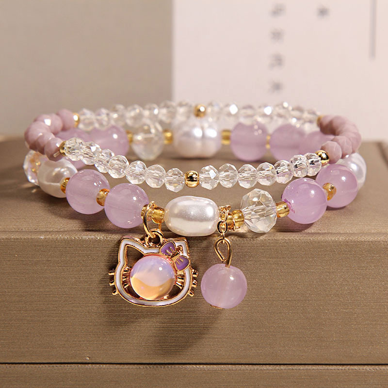 韩国小清新可爱猫咪女童手链网红小女孩水晶手串少女闺蜜学生手环详情7